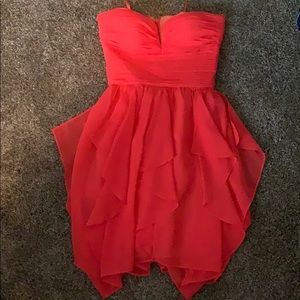Strapless bright peach dress